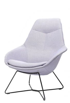Yonda Loungesessel von Wilkhahn, moderner Sessel mit grauem Stoffbezug und schwarzem Metallgestell.